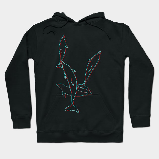 Glitchy Dolphin Pod Hoodie by Marina Rehder